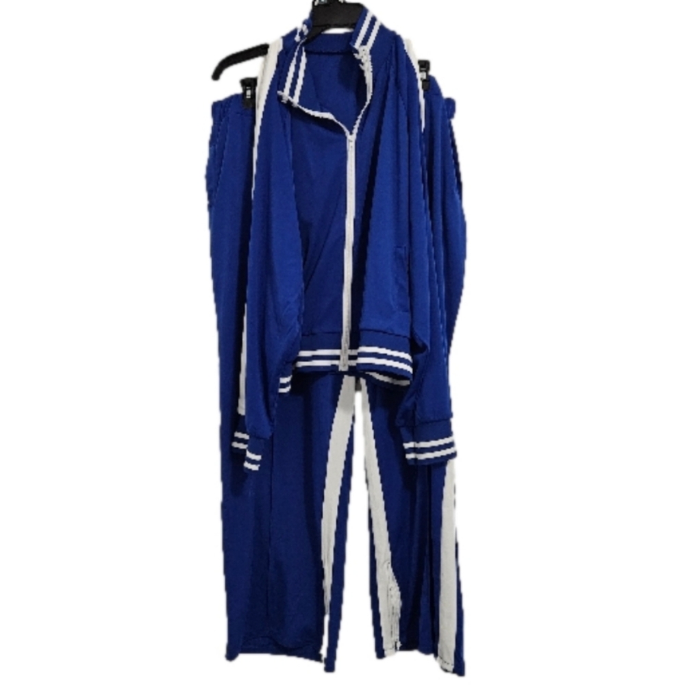 Blue and White Peek a Boo Sleeve Jogger